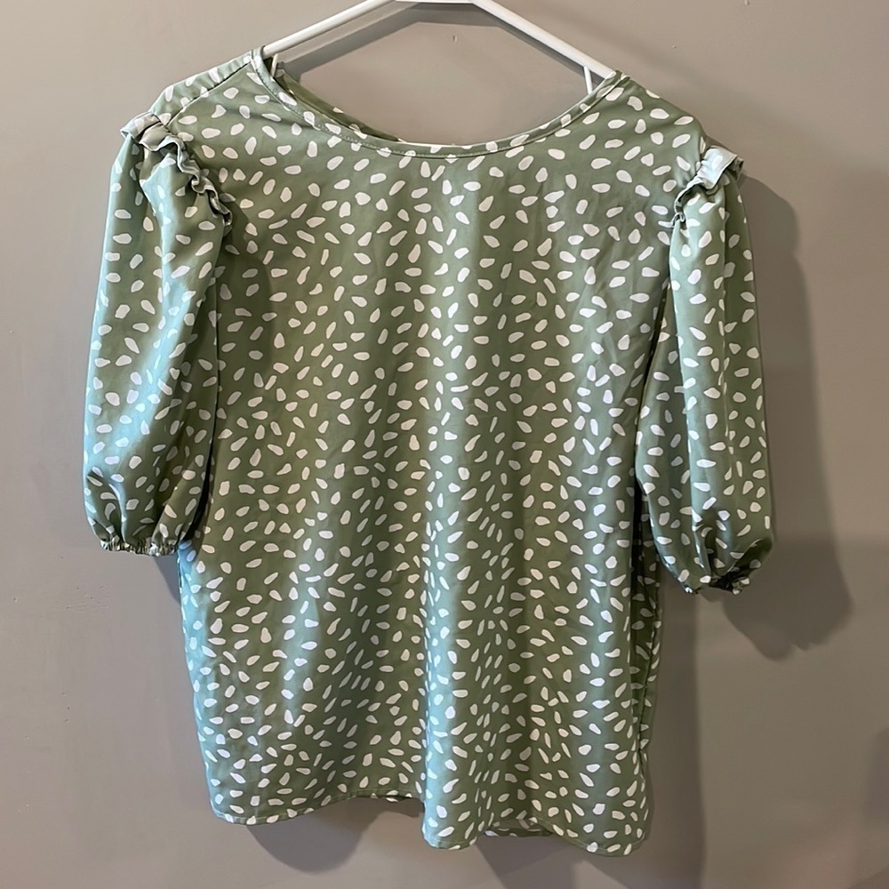 Shein Blouse with Back Tie and Ruffle Sleeves